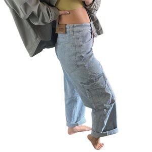 New love cult denim striped cargo Women's jeans wide leg loose fit mid rise sz m